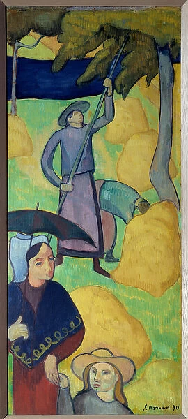 Apples gaulting. Picking apples from an orchard. Painting by Emile Bernard (1868-1941)