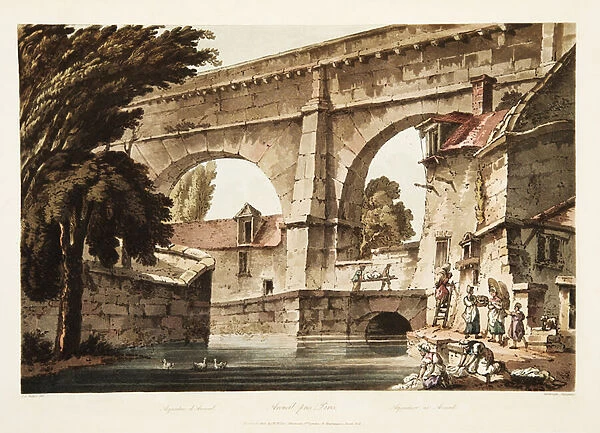 Aqueduct at Arcueil, illustration from Versailles, Paris and Saint Denis, pub