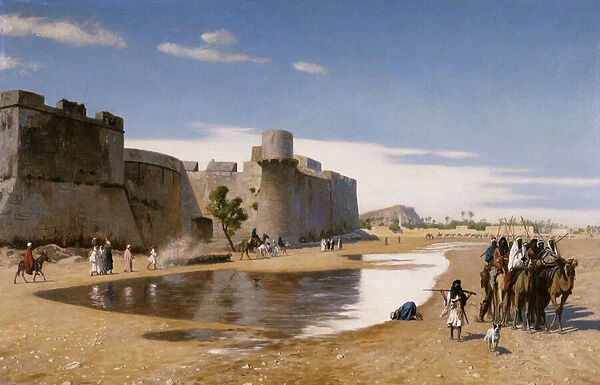 An Arab Caravan outside a Fortified Town, c. 1895 (oil on canvas)