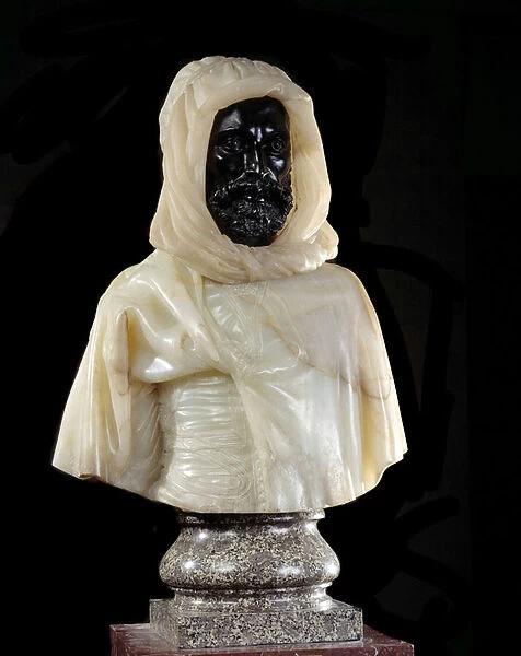 Arabe d El-Aghouat en burnous Sculpture in porphyry