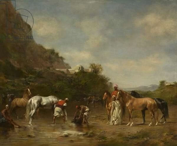 Arabs Watering Their Horses, 1872 (oil on panel)
