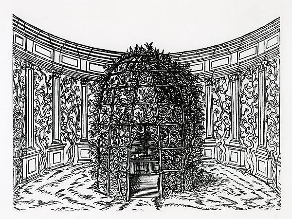 An Arbour, from Hypnerotomachia Poliphili, attributed to Francesco Colonna (c. 1432-1527), published 1499 (woodcut) (b  /  w photo)