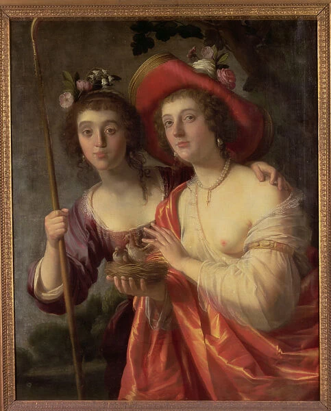 An Arcadian double portrait of two ladies as shepherdesses