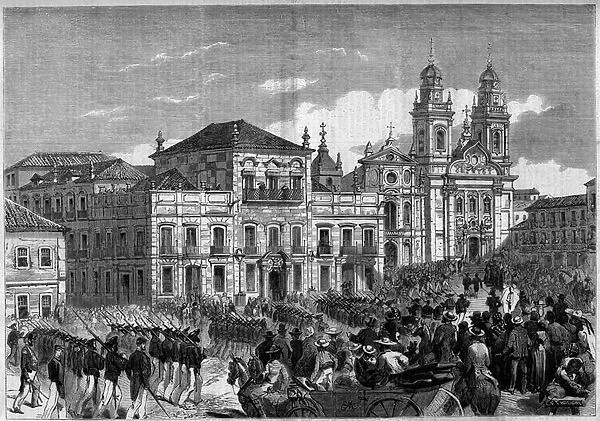 Architecture, Rio de Janeiro (Brazil), 1858: view of the ancient palace of the Emperor of