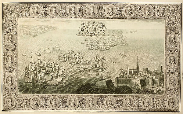 Armada (engraving from a tapestry), 1739