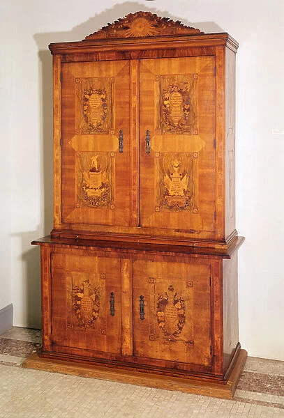 Armoire with marquetry displaying French Revolutionary motifs and slogans