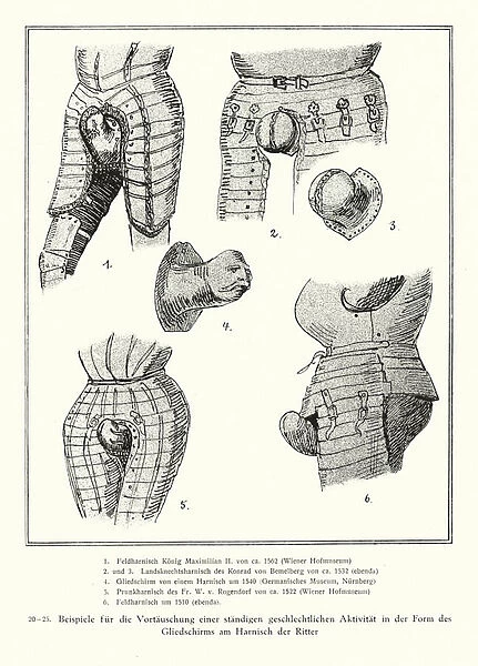 Armour codpieces (woodcut)