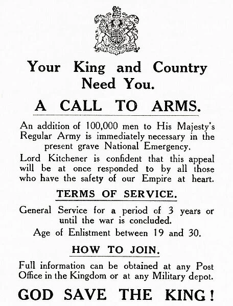 A Call to Arms during World War One, from The History of the Great War, pub.c. 1919