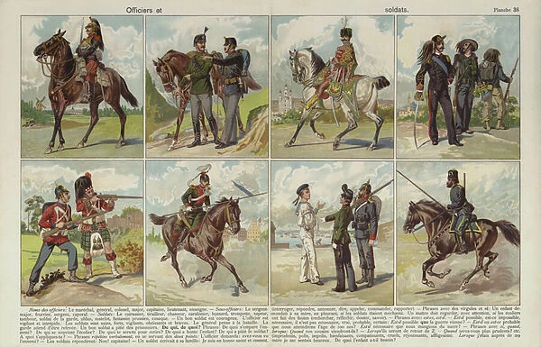 Army officers and soldiers (chromolitho)