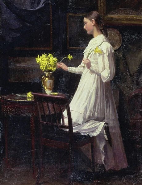 Arranging Daffodils, 1894 (oil on canvas)