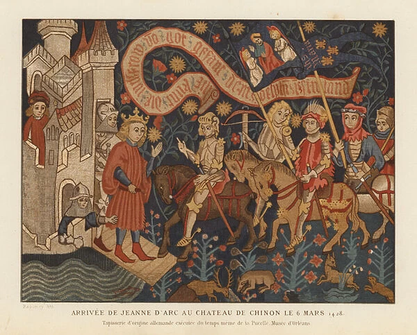 Arrival of Joan of Arc at the Chateau de Chinon, 1428 (chromolitho)