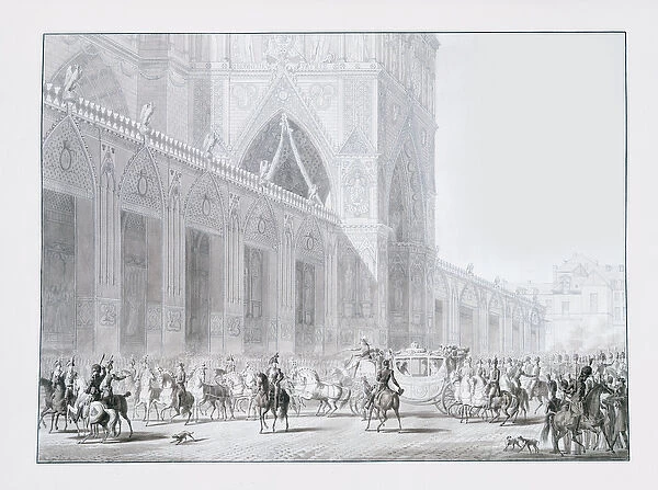 Arrival at Notre-Dame cathedral, Paris of Emperor Napoleon I and Empress Josephine