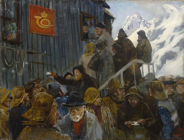 Arrival of the Post (oil on canvas)