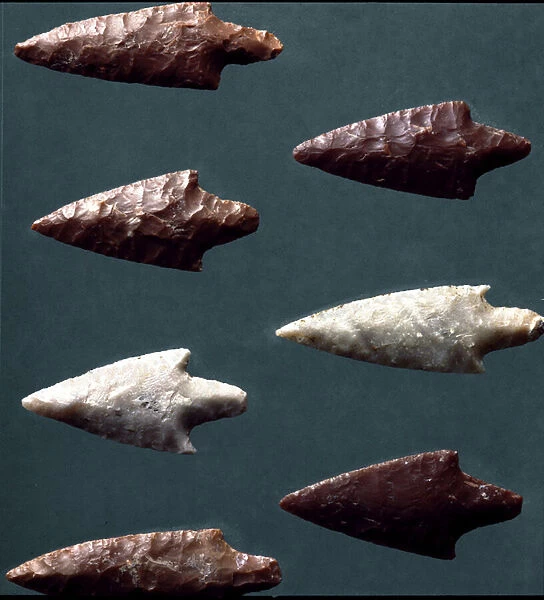 Arrow tips from the necropolis of Rinaldone. Copper age. Eneolithic. 2200 BC. (stone)