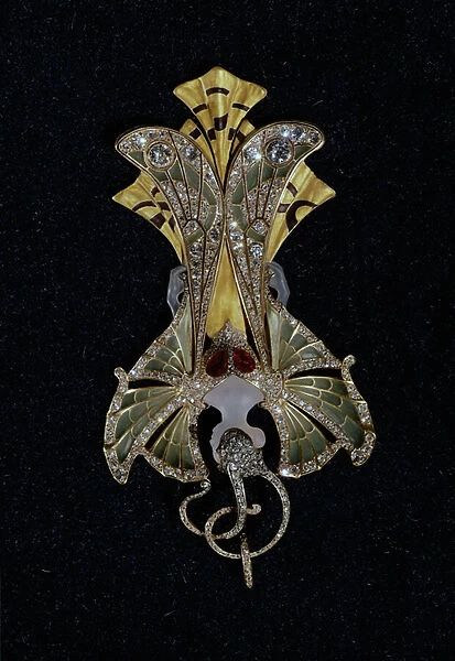 Art Nouveau pendant entitled Sylvia, 1900 (gold, enamel & precious stones)