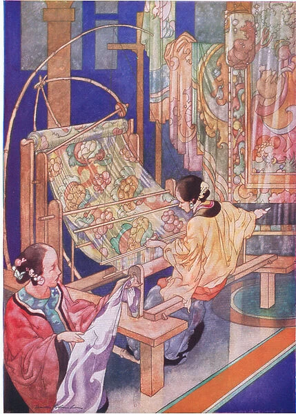 The art of weaving in the far east (colour litho)