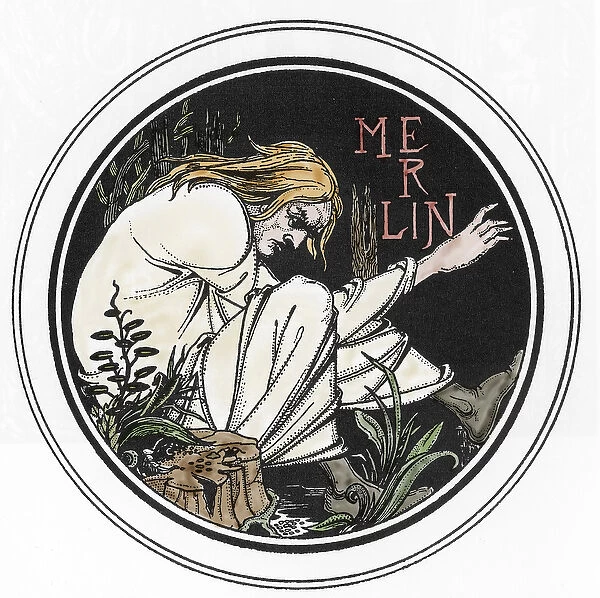 Arthurian Legend: 'Merlin the Enchanter'Engraving in '