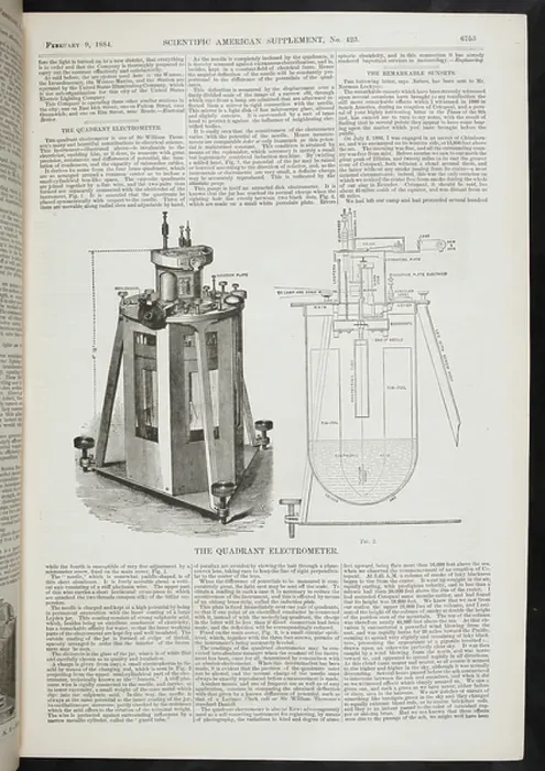 Framed Print : Article and illustration on the quadrant electrometer, an invention by Sir William Thomson Framed Print : Article and illustration on the quadrant electrometer, an invention by Sir William Thomson
