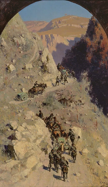 Artillery in the Caucasian mountains, 1883 (oil on canvas)