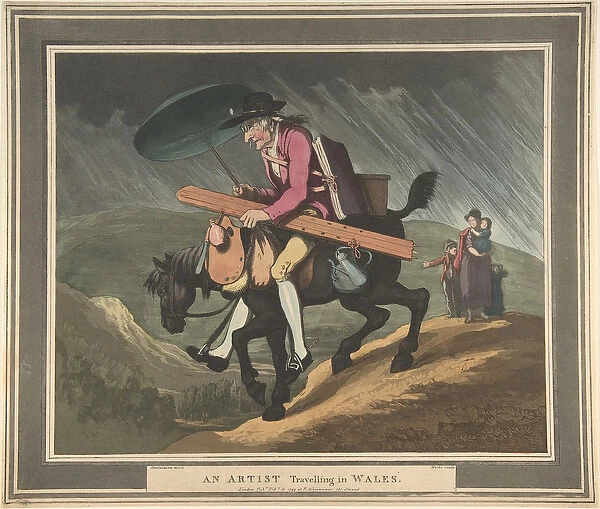 An Artist Travelling in Wales, pub. 1799 (hand coloured etching