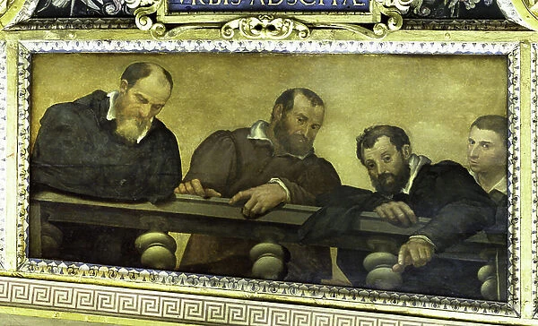 Artists at the balustrade, from the ceiling of the Salone dei Cinquecento, 1565 (oil on panel)