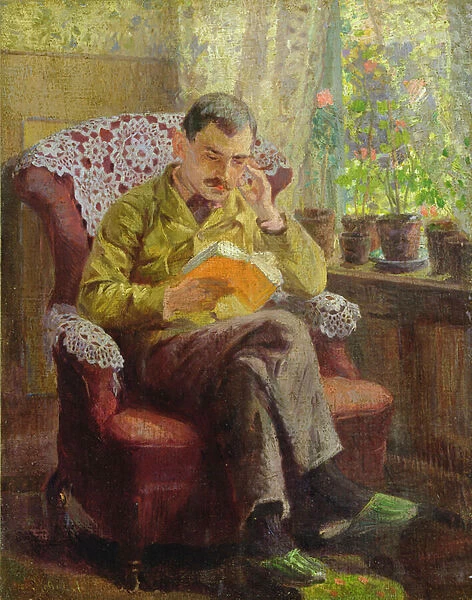 The Artists Brother Sitting by a Window (oil on canvas on board)
