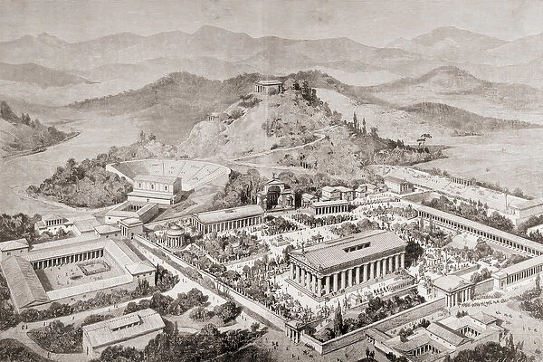 Artists impression of Olympia, Greece, at the time of the ancient Olympic Games
