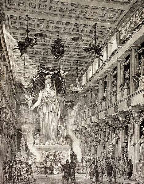 Artists impression of the statue of the goddess Athena in the Parthenon, Athens