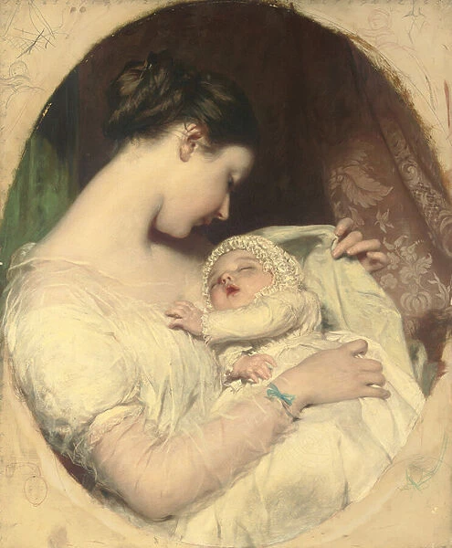 The artists wife Elizabeth with their daughter Mary Edith (oil on canvas)