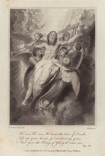 Ascension of Christ to Heaven, scene from Night Thoughts, by English poet Edward Young (engraving)