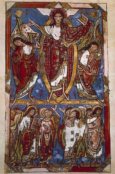 Ascension. Miniature in 'Sacramentary of Saint-Martial de Limoges'