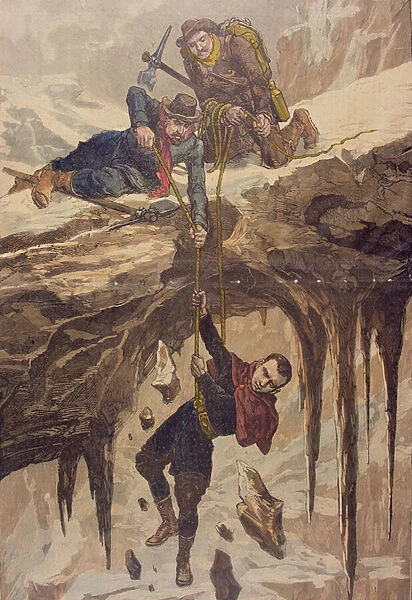 Ascent of the Dent Blanche, 1898 (colour engraving)