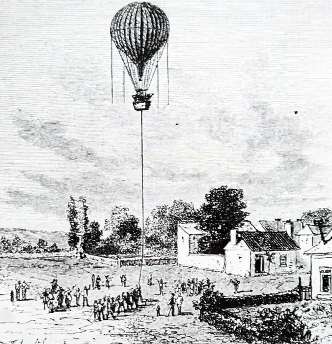 Framed Print : The ascent of Eugene Godard's balloon Eagle