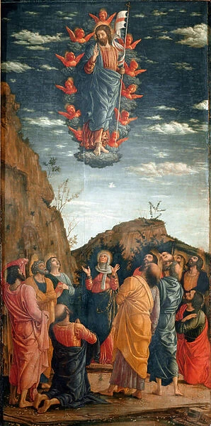 The ascent. Painting by Andrea Mantegna (1431-1506) of 1460. 86x42, 5 cm
