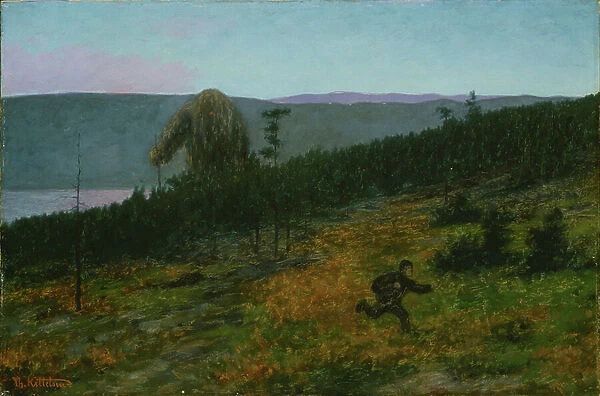 The Ash Lad and the Troll, 1900 (oil on canvas)