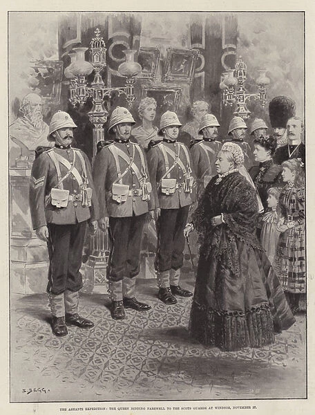 The Ashanti Expedition, the Queen bidding Farewell to the Scots Guards at Windsor, 27 November (litho)