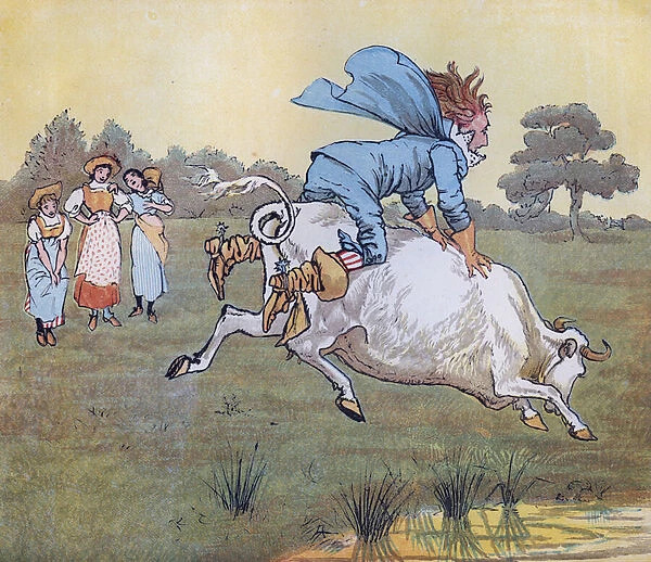 Nobody asked you, Sir, she said. Illustration by Randolph Caldecott for the Nursery Rhyme The Milkmaid