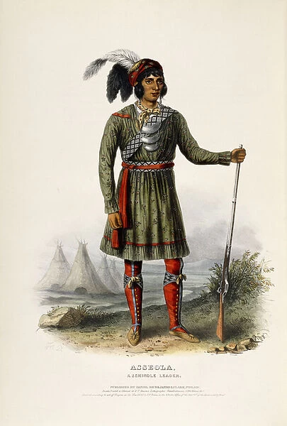 Asseola, A Seminole Leader, 1844 (coloured lithograph)
