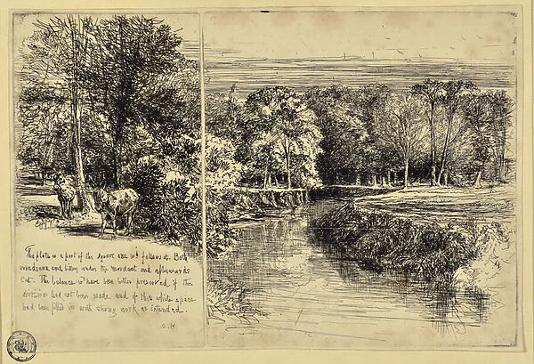 The Two Asses and Dundrum River, 19th century (etching)