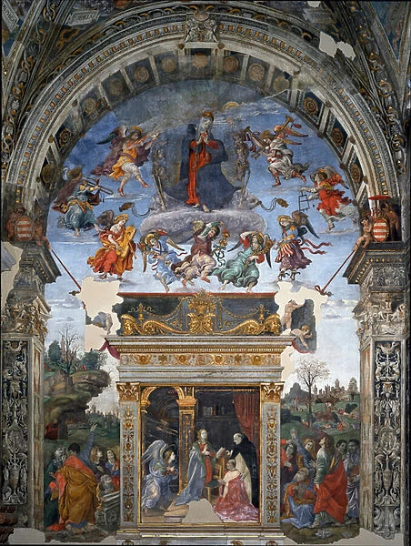 Assumption of the Virgin and below St. Thomas Aquinas who presents to Mary Cardinal