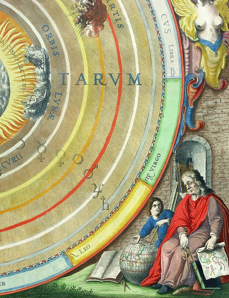 An Astronomer, detail from a map of the planets, from A Celestial Atlas