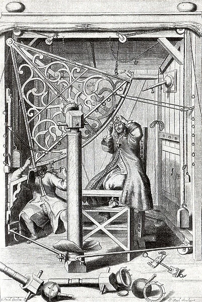 Astronomer in his observatory, 1673 (engraving)