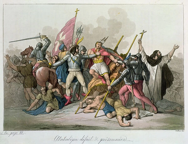 Atahualpa (c. 1502-33) defeated and taken prisoner by the troops of Francisco Pizarro (c