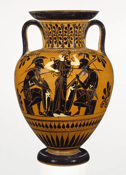 Athenian Attic black-figure neck amphora, attributed to the Leagros group, with Ajax and Achilles