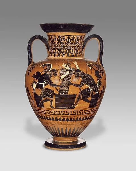 Athenian Attic black-figure neck amphora with Ajax and Achilles, c. 510 BC (terracotta)