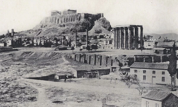 Athens: Acropolis and the Olympieion (b  /  w photo)