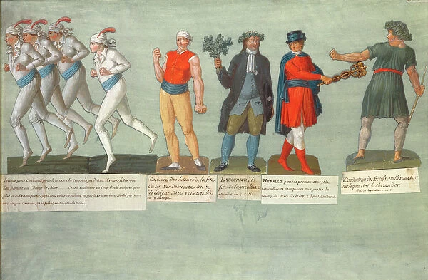 Athletes and participants in festivals during the French Revolutionary period (gouache)