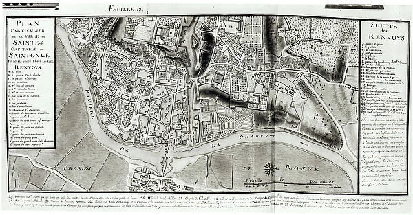 Atlas 131 fol. 13 Map of Saintes, capital of Saintonge, from Recueil des Plans