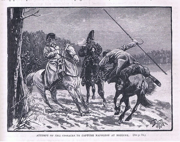 Attempt of Cossacks to capture Napoleon at Brienne (litho)
