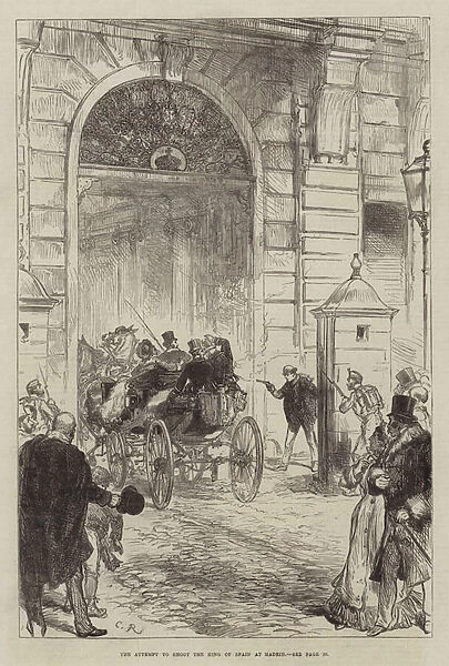 The Attempt to shoot the King of Spain at Madrid (engraving)
